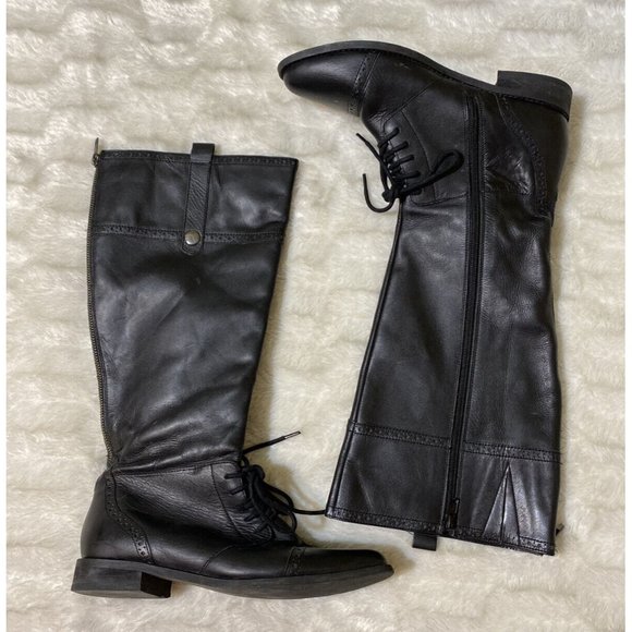 Catwalk Collection ladies mid calf boots Black Sz 7 Laces And Zippers Moto - Picture 1 of 8